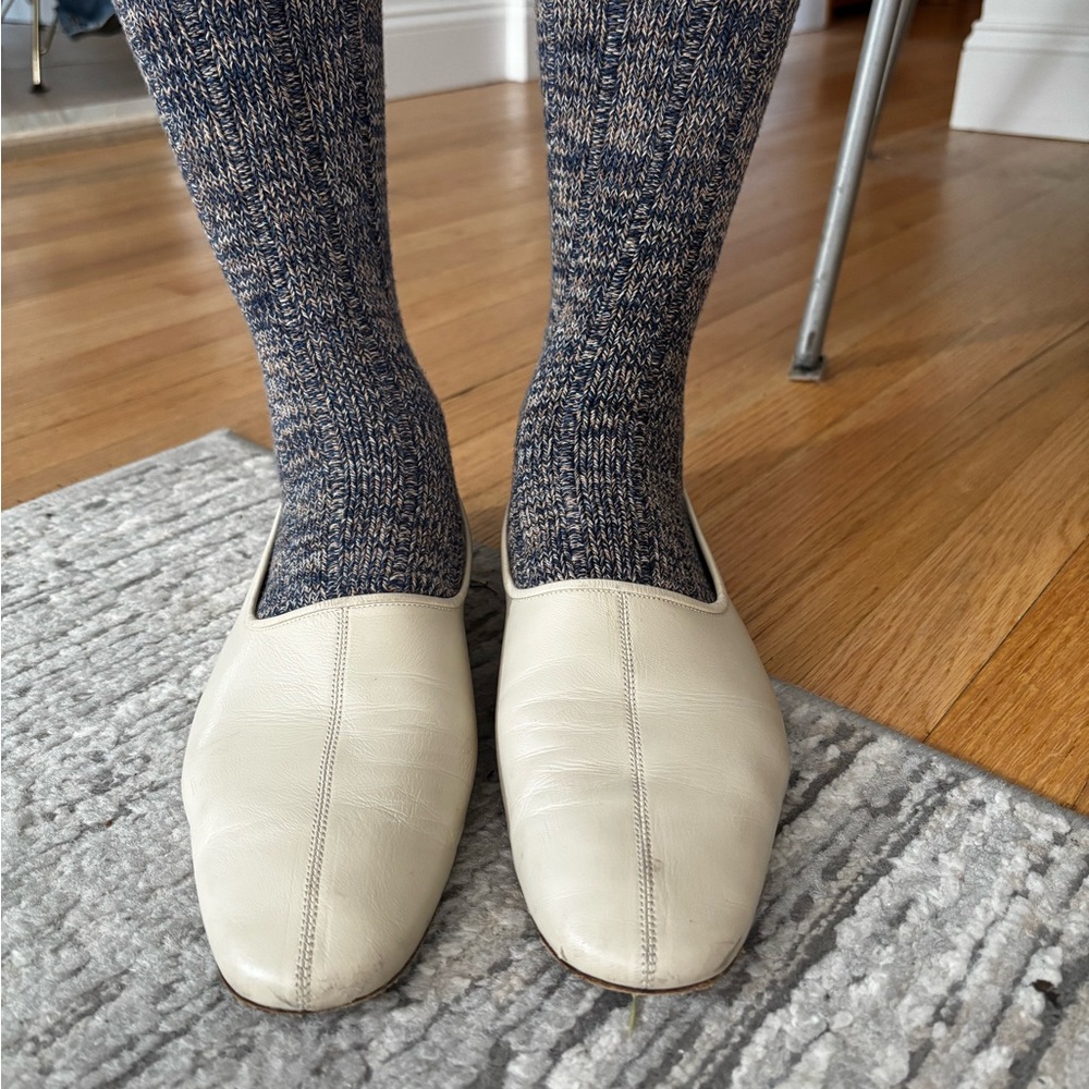 BY FAR - PRUDENCE - Cream Leather Slip-On Flats - Picture 3 of 10